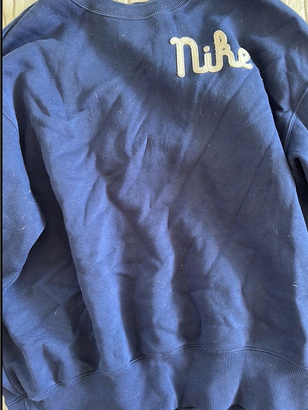 Nike womens Navy Crewneck with White Script Logo - Picture 2 of 7